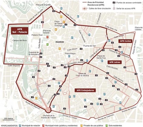 Kort miljøzoner Madrid - APR Map